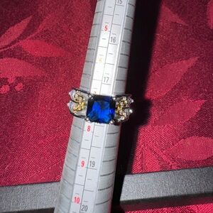 Solid Sterling Silver & Sapphire with Gold plated Design